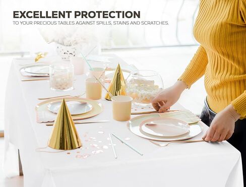 Utopia Kitchen Plastic Table Cloth Disposable (12 Pack - 54x108 Inch) White Rectangle Tablecloth Waterproof Stain Resistant Party Table Cover in Kuwait