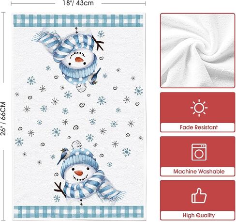 Artoid Mode Black Red Xmas Tree Snowman Christmas Kitchen Towels Dish Towels, 18x26 Inch Holiday Bird Believe Winter Decoration Hand Towels Set of 2 in Saudi Arabia
