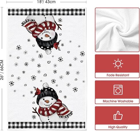 Artoid Mode Black Red Xmas Tree Snowman Christmas Kitchen Towels Dish Towels, 18x26 Inch Holiday Bird Believe Winter Decoration Hand Towels Set of 2 in Saudi Arabia