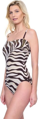 Gottex Womens Widest Dreams Animal Print Bandeau One Piece Swimsuit with Soft Cups Tummy Control and Back Lining - Essentials in Saudi Arabia