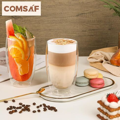 ComSaf Double Walled Espresso Cups 3 oz, Glass Espresso Shot Cup Set of 2, Small Coffee Mugs for Ristretto, Lungo, Machiato, Ideal Gift for Chrismas, Brithday in Saudi Arabia