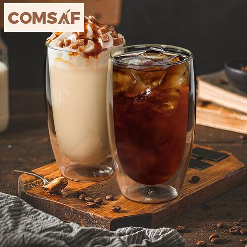 ComSaf Double Walled Espresso Cups 3 oz, Glass Espresso Shot Cup Set of 2, Small Coffee Mugs for Ristretto, Lungo, Machiato, Ideal Gift for Chrismas, Brithday in Saudi Arabia