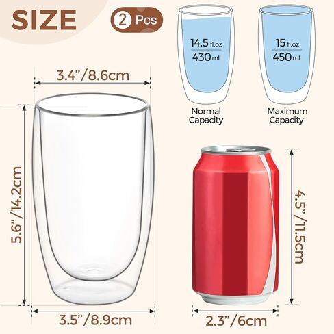 ComSaf Double Walled Espresso Cups 3 oz, Glass Espresso Shot Cup Set of 2, Small Coffee Mugs for Ristretto, Lungo, Machiato, Ideal Gift for Chrismas, Brithday in Saudi Arabia