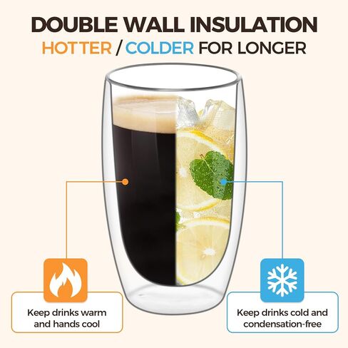 ComSaf Double Walled Espresso Cups 3 oz, Glass Espresso Shot Cup Set of 2, Small Coffee Mugs for Ristretto, Lungo, Machiato, Ideal Gift for Chrismas, Brithday in Saudi Arabia