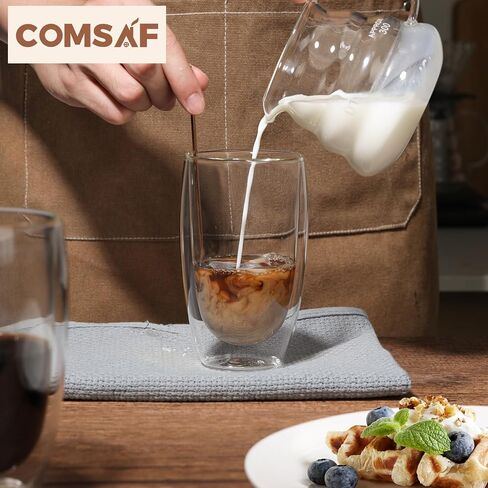 ComSaf Double Walled Espresso Cups 3 oz, Glass Espresso Shot Cup Set of 2, Small Coffee Mugs for Ristretto, Lungo, Machiato, Ideal Gift for Chrismas, Brithday in Saudi Arabia