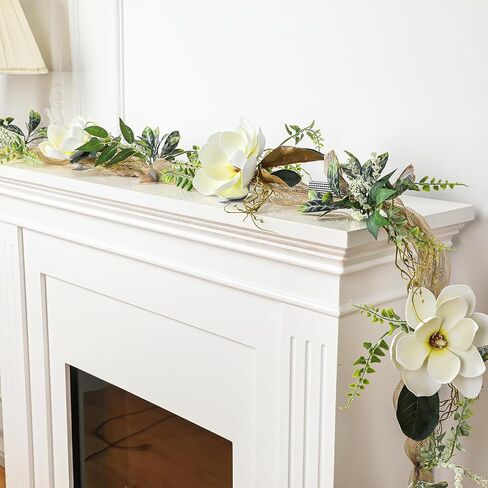 70.87 Inch Christmas Large Magnolia Garland Artificial Magnolia Christmas Garland with Flowers and Leaves for Outdoor Indoor Holiday Mantel Table Fireplaces Tree Party Decorations in Saudi Arabia