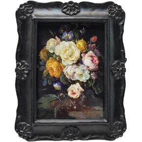 SYLVIA'S SHOP 4x4 Small Vintage Picture Frame, Antique Black Ornate Square Photo Frame, for Tabletop and Wall Display, Decorative Floral Design Retro Home Decor, Photo Gallery Art