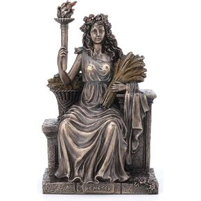 Veronese Design 9 Inch Demeter Greek Roman Goddess of Agriculture Sitting Throne Antique Bronze Finish Statue