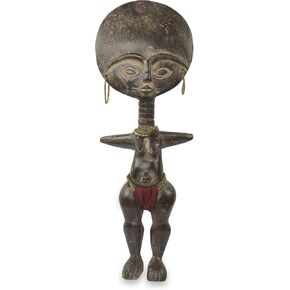 NOVICA Handcrafted African Sese Wood Sculpture, Fante Fertility Doll Iii'
