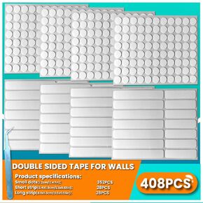 Double Sided Tape for Walls, Hanging, Fixing or Non Slip, Removable Mounting Dots Adhesive Strips, Multipurpose Tape for Picture, Poster, Art Craft, Decoration, Party Supplies