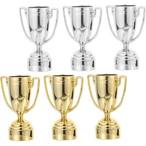 6pcs Small Trophy Soccer Toy Kids Game Prop Competition Game Prop Kids Award Trophy Miniature Trophy Decorations Toy for Kids Mini Decor Abs Cake Party Supplies Staff