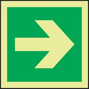 Accuform MLMR142GE Lumi-Glow Flex Adhesive IMO Sign, Legend "(Directional Arrow Straight)", 6" Height, 6" Length x 6" Width x 0.010" Thickness, Vinyl, Green on Glow