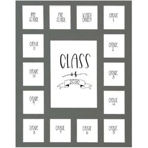 RRD Class of 2039 Photo Mat (11" x 14") - Photo Collage Picture Frames Mat for School Pictures – School Picture Frame Pre-K to 12 Mat - No Frame Black Photo Mat from Pre-K to Graduation (15 Photos)