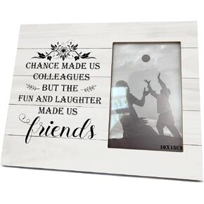 Coworker Gift, 8X10 Inch Rustic Wooden Picture Frame, Friendship Photo Frame for Gifting, Desk Decor Gift for Work Bestie, Coworker Gift, Colleague Friendship Gift, Job Made Us Coworkers Friends