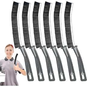 6 Pcs Hard Bristle Crevice Cleaning Brush, Multifunctional Cleaning Brush Tool, Bathroom Gap Brush, Grout, Kitchen, Toilet, Bathroom, Home, Bathtub, Sink, Household, Window, Black