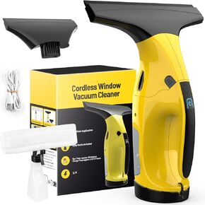 Kiato Window Vacuum, Rechargeable Window Vac, Cordless Window Vacuum Cleaner with 2X Squeegee (11"+ 6.7", 2 Pack), Electric Cleaning Tool for Windows, Tiles, Mirrors