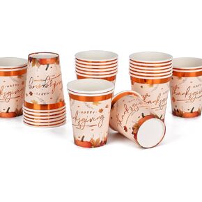 Gatherfun Thanksgiving Party Supplies Maple Leaves Disposable Paper Cups for Thanksgiving Dinner Party Fall Party Decorations, 9OZ 20 Pack