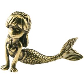 Wwxuanke 1Pcs Solid Copper Simulation Mermaid Decorations Brass Mermaid Miniature Figurines Mermaid Desk Decoration Crafts Gift Brass Animal Home Living Room Ornaments