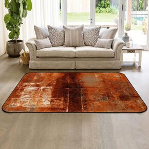 Large Area Rugs 5' x 7' Modern Throw Carpet Floor Cover Nursery Rugs for Children/Kids, Burnt Orange Indoor/Outdoor Rugs for Living Room/Bedroom Modern Abstract Geometric Art Oil Painted