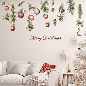 Merry Christmas Wall Decals Pine Cone Snowflake Wall Stickers Christmas Winter Home Wall Art Decor for Kids Room Classroom Office Bedroom Living Room Kitchen Playroom Decor (Snowflake)
