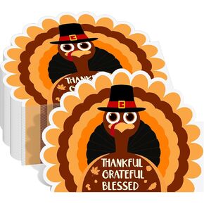 Cholemy 100 Pcs Thanksgiving Paper Napkins Fun Turkey Disposable Napkins Happy Thanksgiving Guest Napkins Turkey Cocktail Napkins for Fall Harvest Thankful Party Supplies Tableware Decor