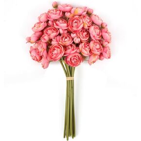 DEEMEI Ranunculus Artificial Flowers Peonies Faux Flowers Fall Flowers Fake Mini Ranunculus Flowers for DIY Bridal Wedding Bouquets Centerpieces Baby Shower Party Home Decorations (Burnt Orange)