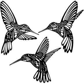 Metal Hummingbird Outdoor Wall Decor,Black Metal Bird Wall Art Decor,Fence Decorations Outdoor,Indoor Hanging Decor Ornaments for Patio Balcony Yard Living Room Bathroom Bedroom,9.5'' X 3PCS