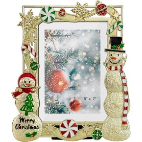 5x7 Christmas Picture Frame Santa Claus Sleigh Metal Photo Frame 2024 Merry Christmas Decorative Holiday Gifts Winter Style (Silver (2024))