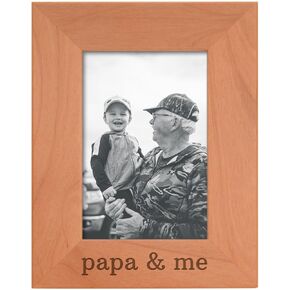 Personalized Gifts Grandpa Gift Pop and Me Grandchild Natural Wood Engraved 4x6 Portrait Picture Frame Wood
