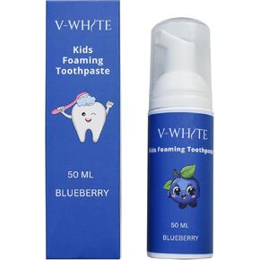 V-White Foam Teeth Whitening Toothpaste - Organic Toothpaste Fluoride Free, Alcohol Free, pH Balanced - Deep Cleansing, Stain Removal, Travel Friendly, for Kids & Adults (Large, Natural)