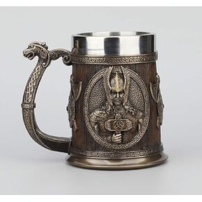 Veronese Design 5 7/8 Inch Viking Norse Gods Thor Odin Long Boat Beer Stein Cold Cast Resin Bronze Finish Statue Home Decor
