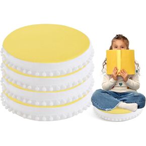 Round Floor Pillow for Kids, Circle Floor Pillows Set of 4 Big Floor Pillows for Children Classroom 15 Inch, Large Cute Seat Cushion Reading Nook Preschool Playroom Nursery Canopy