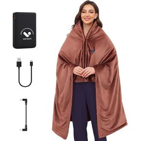 Electric Snuggle Throw Blankets with Battery, 20000mAh, Wearable Heating Throw Blanket, Cordless Heating Pad for Shoulder and Neck, 3 Heating Levels, up to 8 Hours