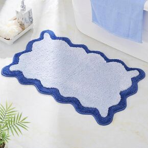 Luxury Cute Bathroom Rugs, White Bath Mat W/Pink Scalloped Edge, Microfiber Aesthetic Trendy Funky Fun Preppy Rug, Extra Soft Bathroom Mat Non-Slip for Tub, Shower, and Bath Room 30'' x 20''