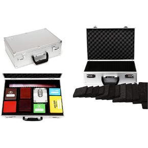 TC-A5 Silver Lockable Storage Case with Sliding Divider Walls for TCG, Deck Box, Card Games, MTG, Magic, FaB, YGO, PTCG, Dominion, Board Games