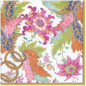 Caspari Tobacco Leaf Ivory Paper Cocktail Napkins, Pack of 20