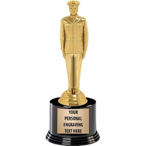 Crown Awards Military Trophies with Custom Engraving, 7.25" Personalized Male Military Trophy On Deluxe Round Base Prime