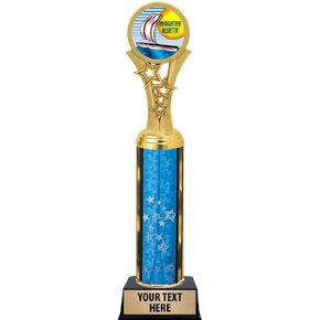 Raingutter Regatta Trophies, 11" Blue Stars Raingutter Regatta Trophy Award, Free Engraving Prime