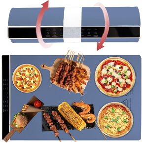 Food Warming Mat - Fast Heating Silicone Electric Warming Tray with 3 Level Temperature, Full Surface Heating, Raised Feet Protects Table, Portable Food Warmer for Parties Home Travel (Black)