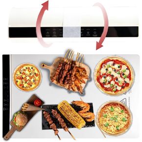 Food Warming Mat - Fast Heating Silicone Electric Warming Tray with 3 Level Temperature, Full Surface Heating, Raised Feet Protects Table, Portable Food Warmer for Parties Home Travel (Black)