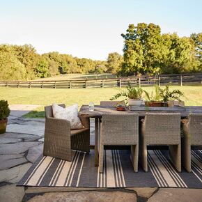 Rugs USA x Lauren Liess Romy Striped Indoor/Outdoor Area Rug, 5x8, Black