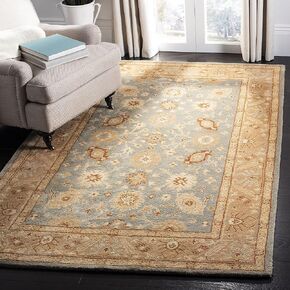 SAFAVIEH Antiquity Collection 4' x 6' Blue / Beige AT61A Handmade Traditional Oriental Premium Wool Area Rug