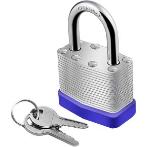 Keyed Padlocks Blue Hardened Steel Padlock,Lock Set with 2 Keys,40mm Padlock for Cabinet,Gym,Gates,Sheds,Fences