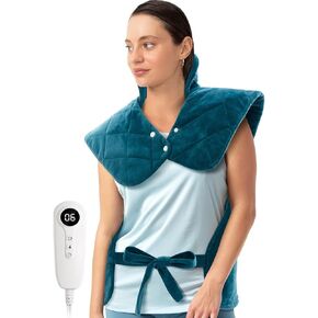 Heating Pad for Neck Shoulders and Back Pain Relief, Gifts for Women Men Mom Christmas, Large Weighted Heat Pad for Neck, Shoulder, Back, Electric Heating Pad with 6 Heat Settings, 4 Timers, Auto-Off
