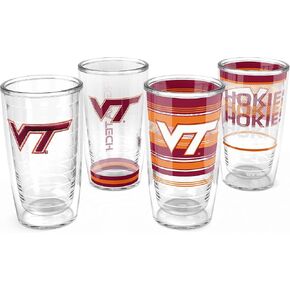 Tervis Virginia Tech Hokies - Assorted Made in USA Double Walled Insulated Tumbler Travel Cup Keeps Drinks Cold & Hot, 16oz 4pk, Classic