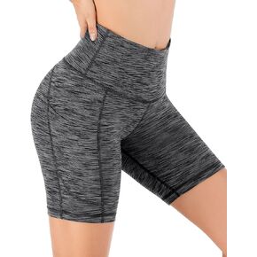 شورت بدون درزات أمامية لراكبي الدراجات النارية للنساء، 4 بوصات عالي الخصر لليوجا والجري والصالة الرياضية، شورت سباندكس للتحكم في البطن مع جيوب in Kuwait