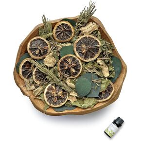 Crisp Christmas Potpourri Bowl Filler, Mint Scented Potpourri with Ginger, Rosemary, Eucalyptus Leaves, Dried Lemon Slices, Peppermint Leaves, Decorative Vase Filler Decor for Home, Office, Hostess