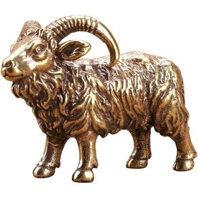 Brass Goat Statue Home Decoration Collectibles Realistic Creatures Statue Copper Sheep Figurine Animal Sculpture for Office