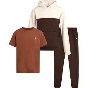 RBX Boys' Active Sweatsuit - 3 Piece Fleece Hoodie Sweathsirt, Jogger Sweatpants and T-Shirt - Activewear Set for Boys, 2T-12