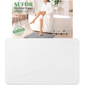 32"x20" Stone Bath Mat, Diatomaceous Earth Shower Mat, Non-Slip Super Absorbent Quick Drying Bathroom Floor Mat, Natural, Easy to Clean (Milky White)